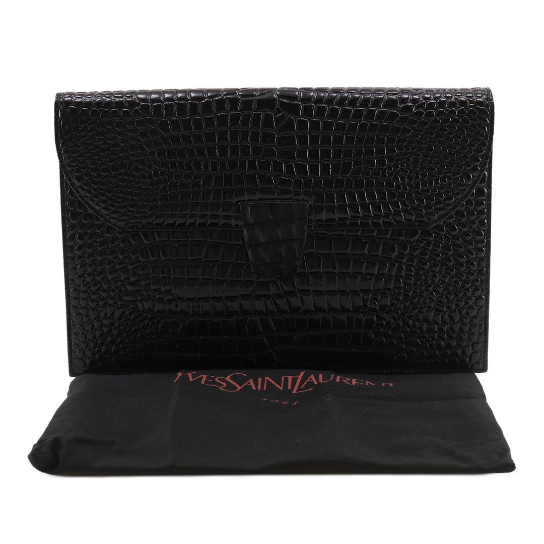 Saint Laurent Croc embossé Cuir verni Pochette