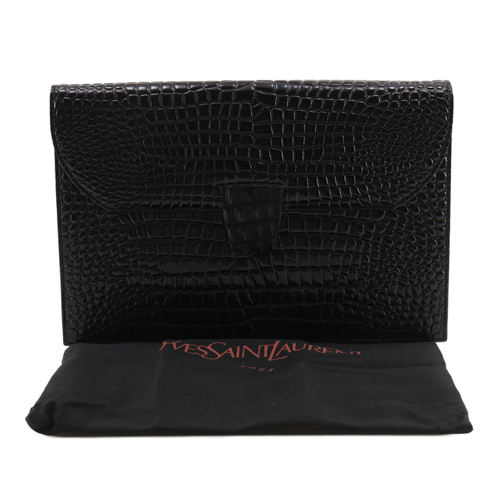 Saint Laurent Croc embossé Cuir verni Pochette