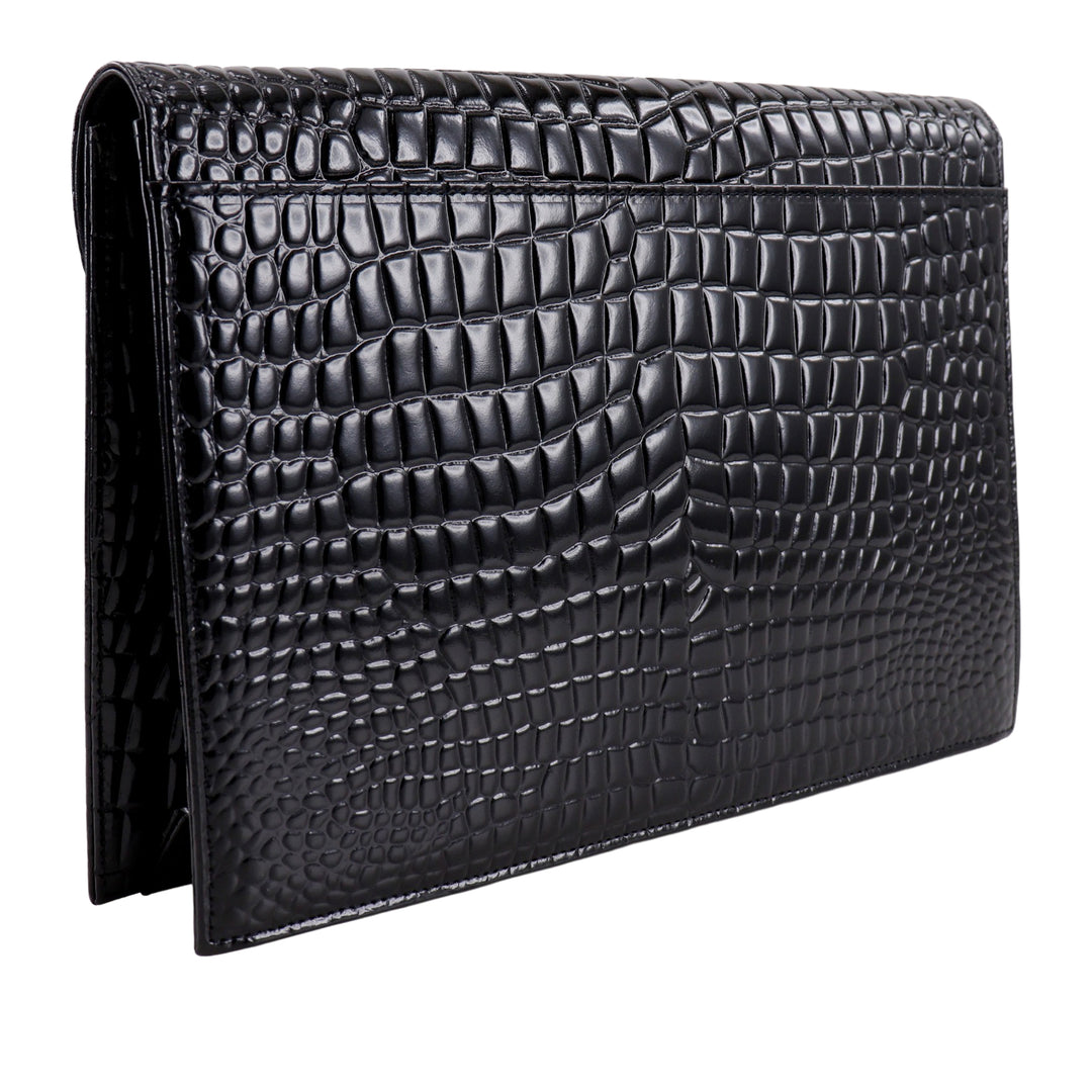 Saint Laurent Croc embossé Cuir verni Pochette