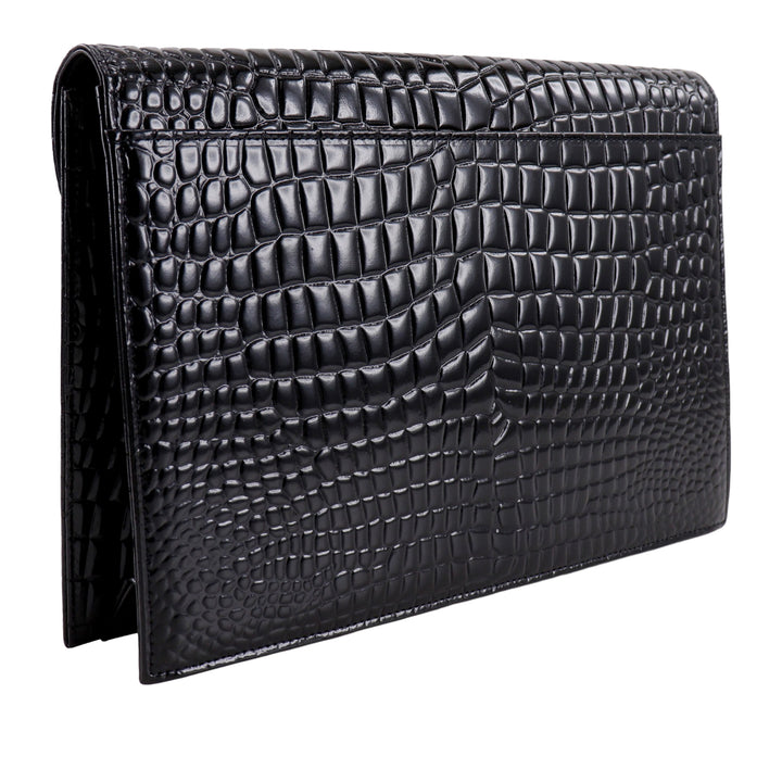 Saint Laurent Croc embossé Cuir verni Pochette