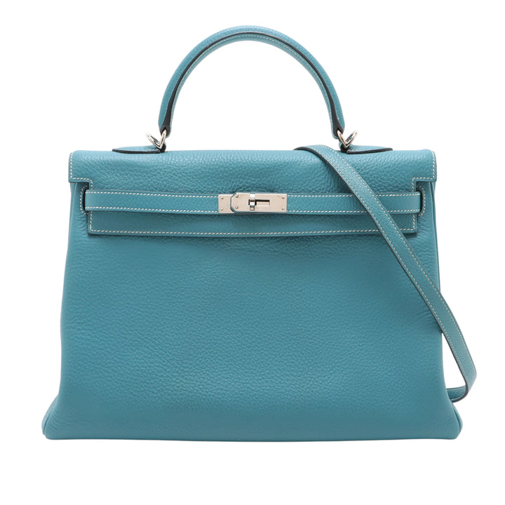 Hermès Clemence Kelly II Retourne 35 Bleu