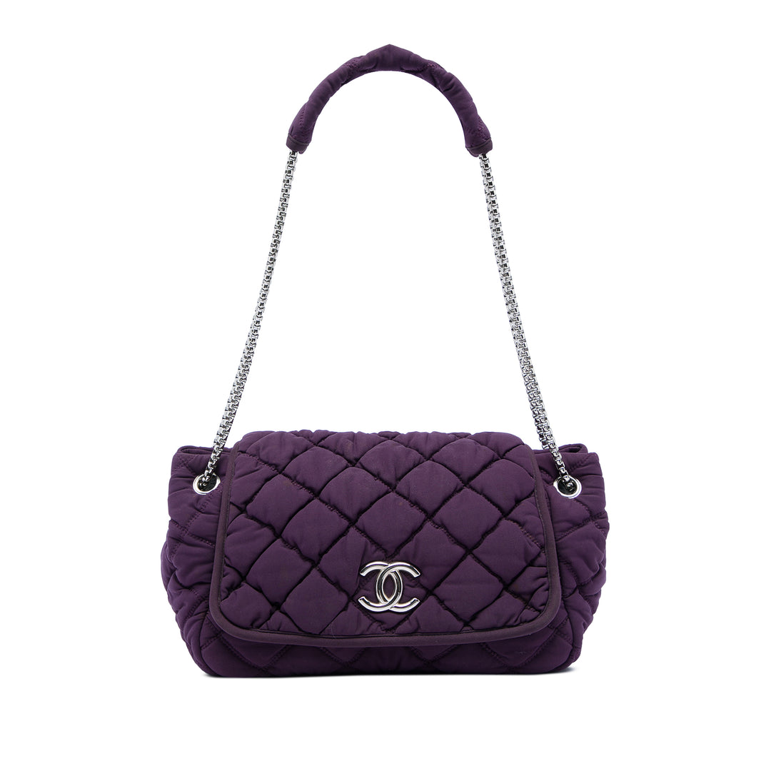 Chanel Nylon Bubble Quilt Accordion Chain à rabat