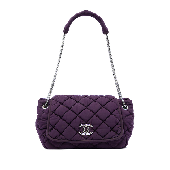 Chanel Nylon Bubble Quilt Accordion Chain à rabat