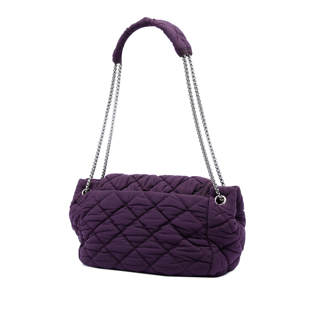 Chanel Nylon Bubble Quilt Accordion Chain à rabat