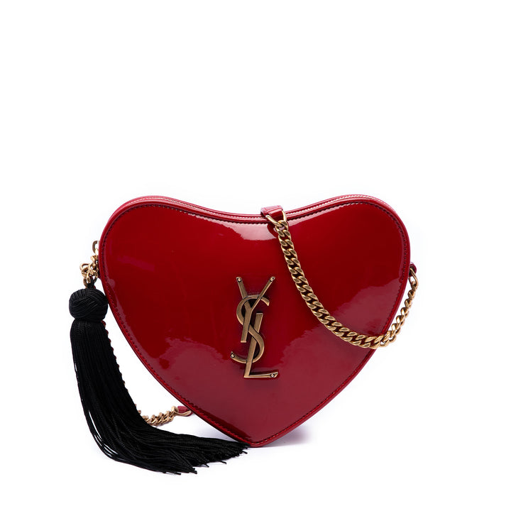 Saint Laurent Small Cuir verni Sac Coeur Heart Sac porté croisé