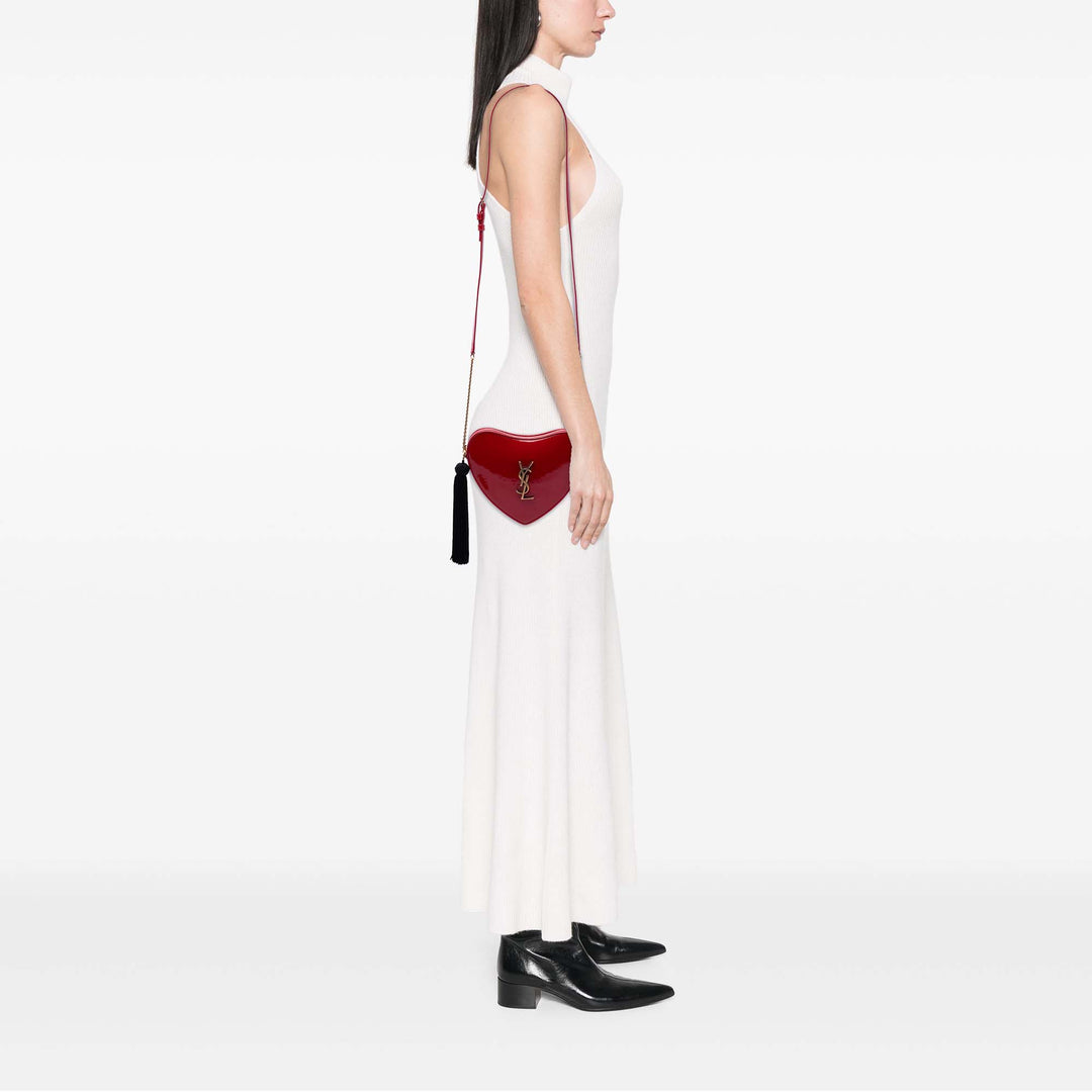 Saint Laurent Small Cuir verni Sac Coeur Heart Sac porté croisé