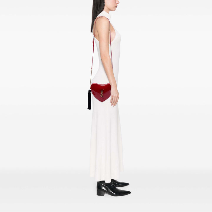 Saint Laurent Small Cuir verni Sac Coeur Heart Sac porté croisé