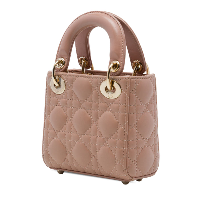 Dior Lady Dior Cannage Micro Cuir d'agneau Marron