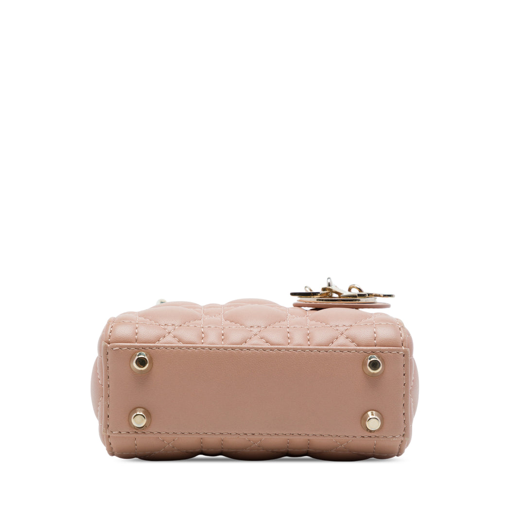 Dior Lady Dior Cannage Micro Cuir d'agneau Marron