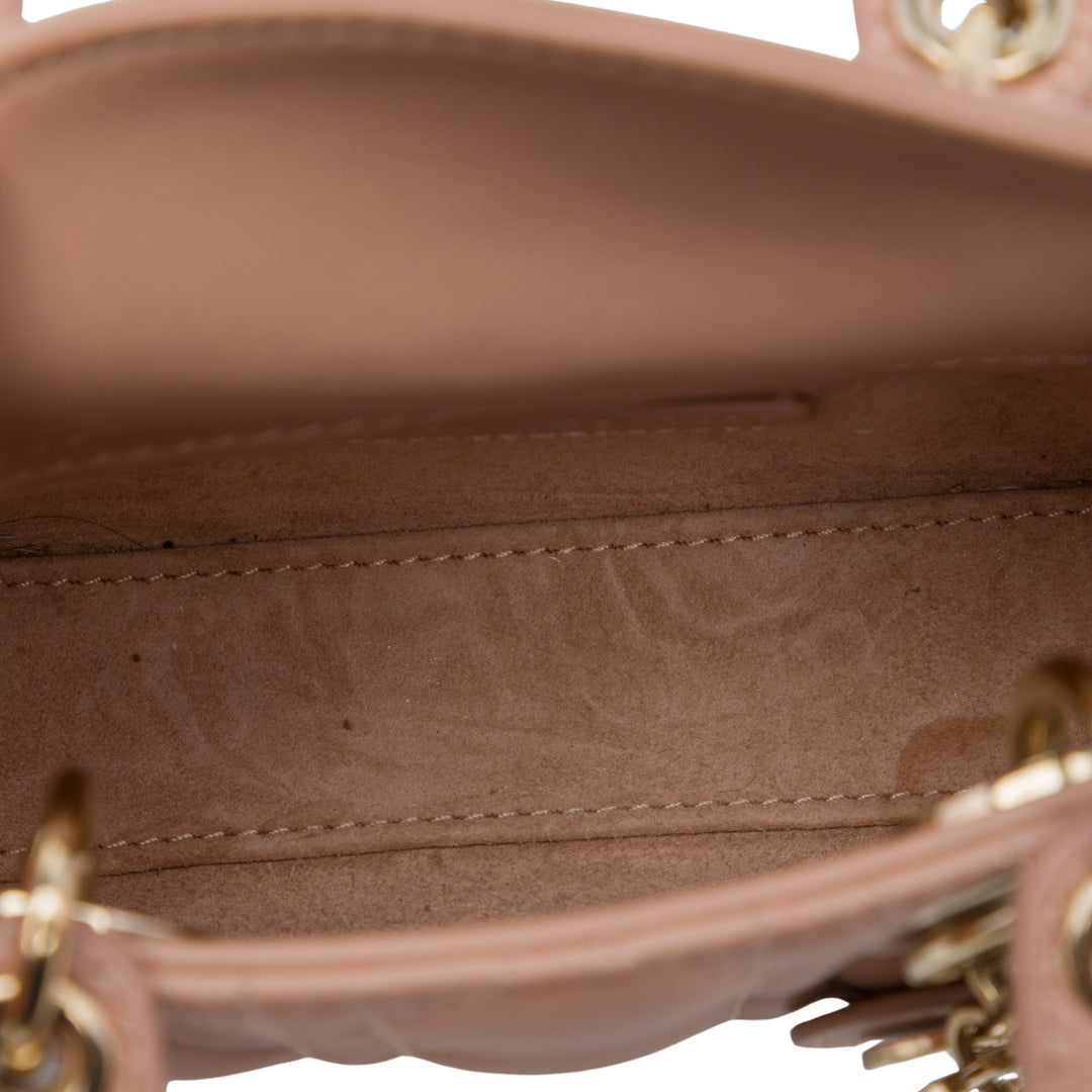 Dior Lady Dior Cannage Micro Cuir d'agneau Marron