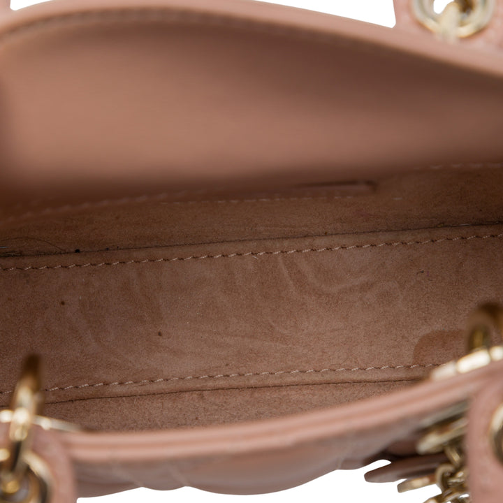 Dior Lady Dior Cannage Micro Cuir d'agneau Marron