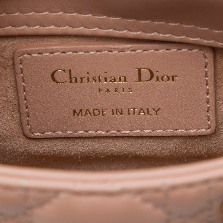Dior Lady Dior Cannage Micro Cuir d'agneau Marron