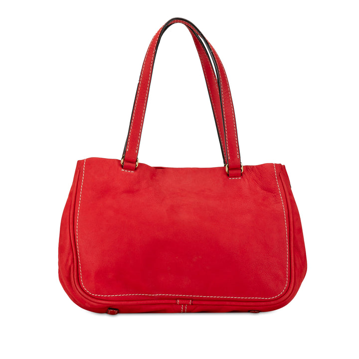 Anagram Leather Tassel Shoulder Bag Red - Gaby Paris