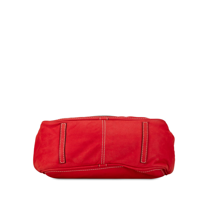 Anagram Leather Tassel Shoulder Bag Red - Gaby Paris