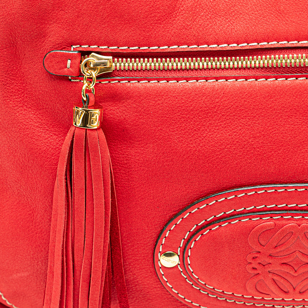 Anagram Leather Tassel Shoulder Bag Red - Gaby Paris