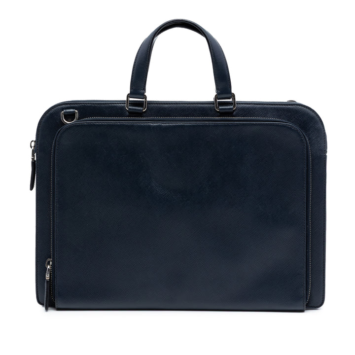 Porte-documents Saffiano Bleu