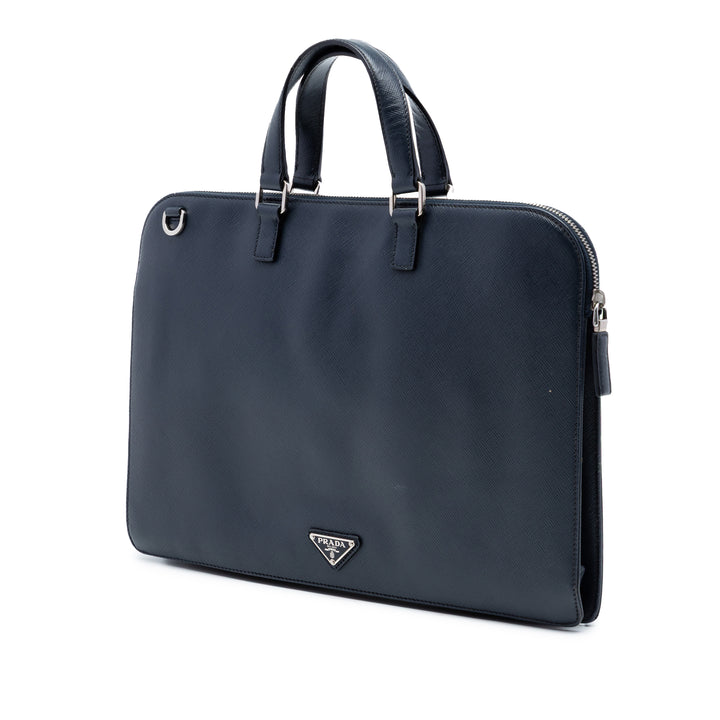 Porte-documents Saffiano Bleu