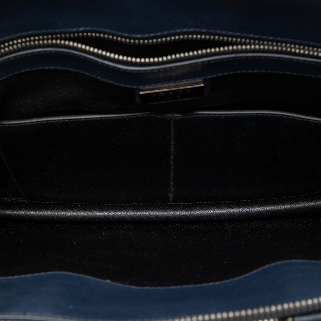 Porte-documents Saffiano Bleu