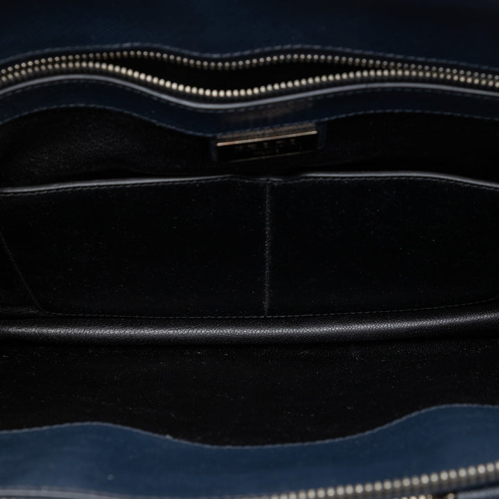 Porte-documents Saffiano Bleu