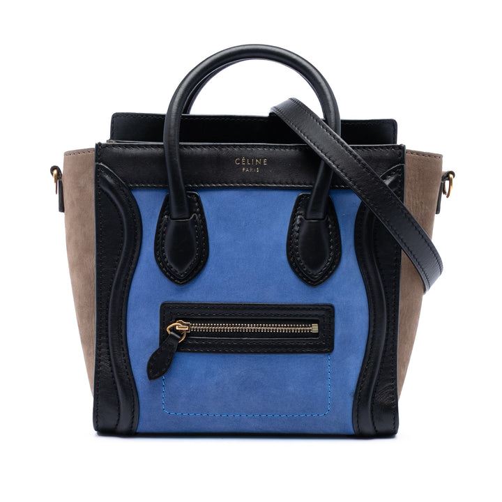 Tricolore Nubuck et Luggage Cabas Nano Cuir de veau Noir