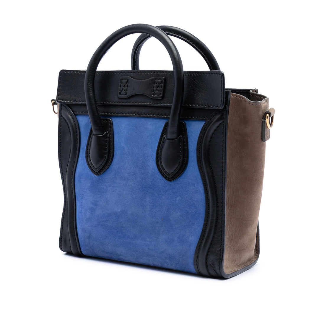 Tricolore Nubuck et Luggage Cabas Nano Cuir de veau Noir