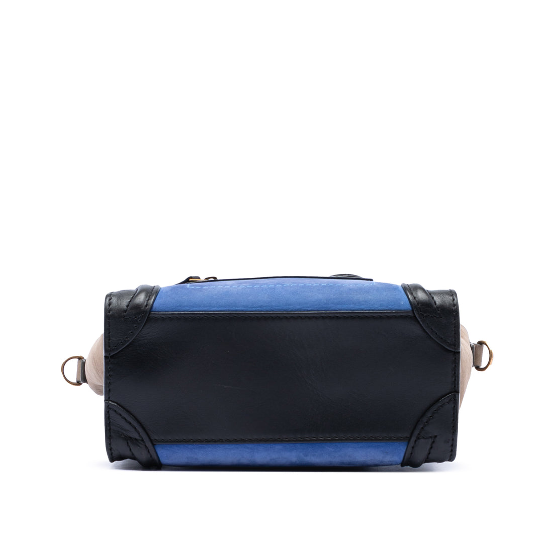 Tricolore Nubuck et Luggage Cabas Nano Cuir de veau Noir