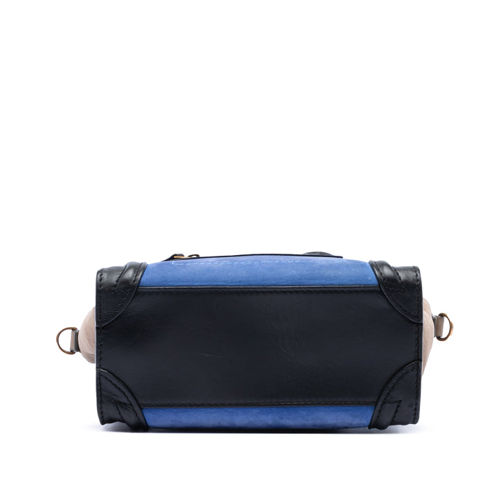 Tricolore Nubuck et Luggage Cabas Nano Cuir de veau Noir