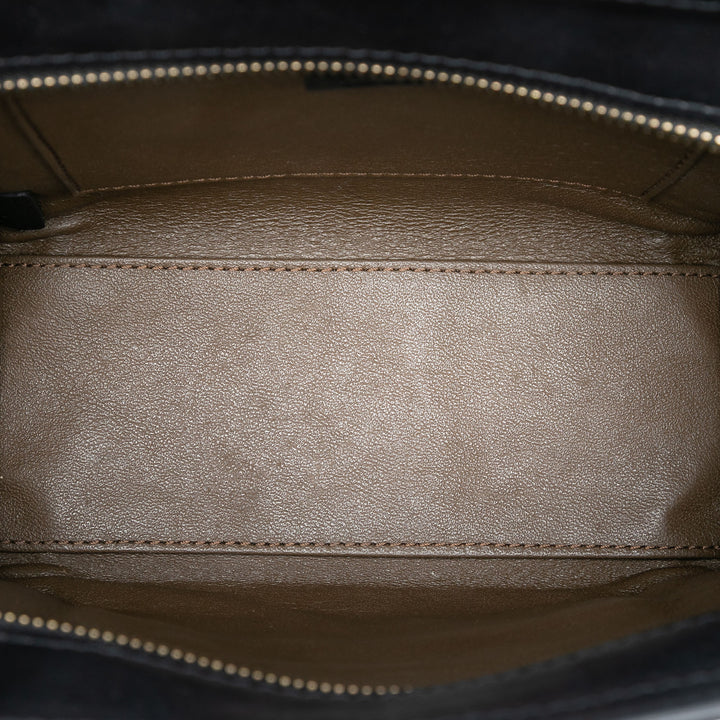 Tricolore Nubuck et Luggage Cabas Nano Cuir de veau Noir