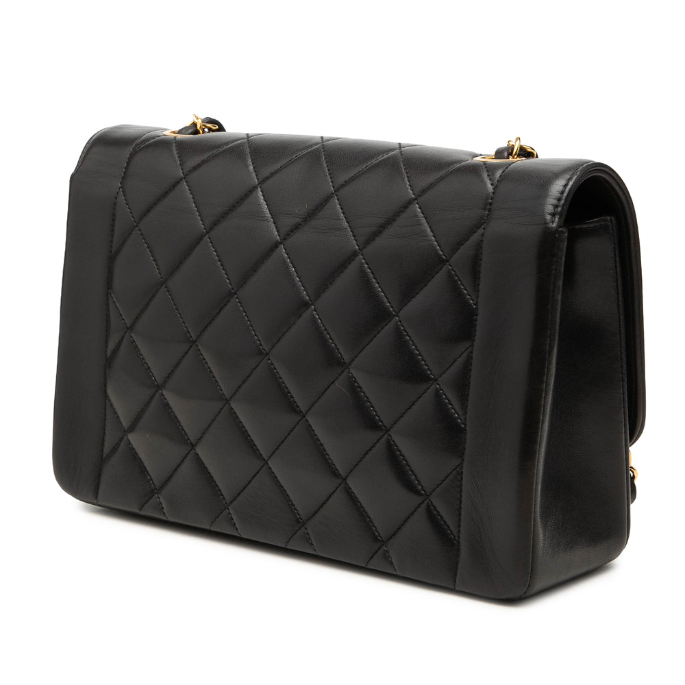 Chanel Sac porté épaule Matelassé Diana Rabat simple Petit Cuir d'agneau Noir – vue 2 – GABY PARIS