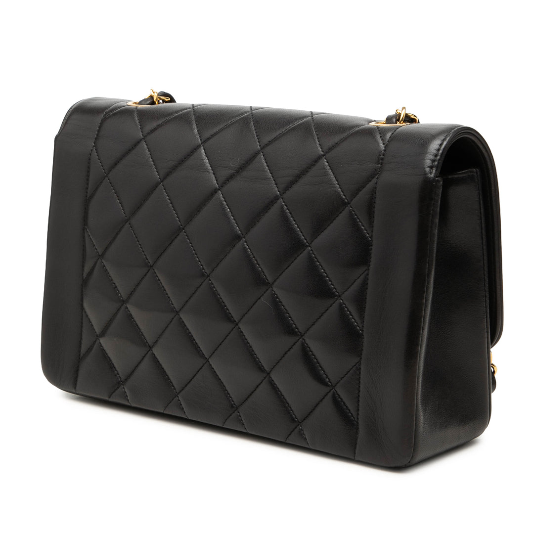 Chanel Sac porté épaule Matelassé Diana Rabat simple Petit Cuir d'agneau Noir – vue 2 – GABY PARIS