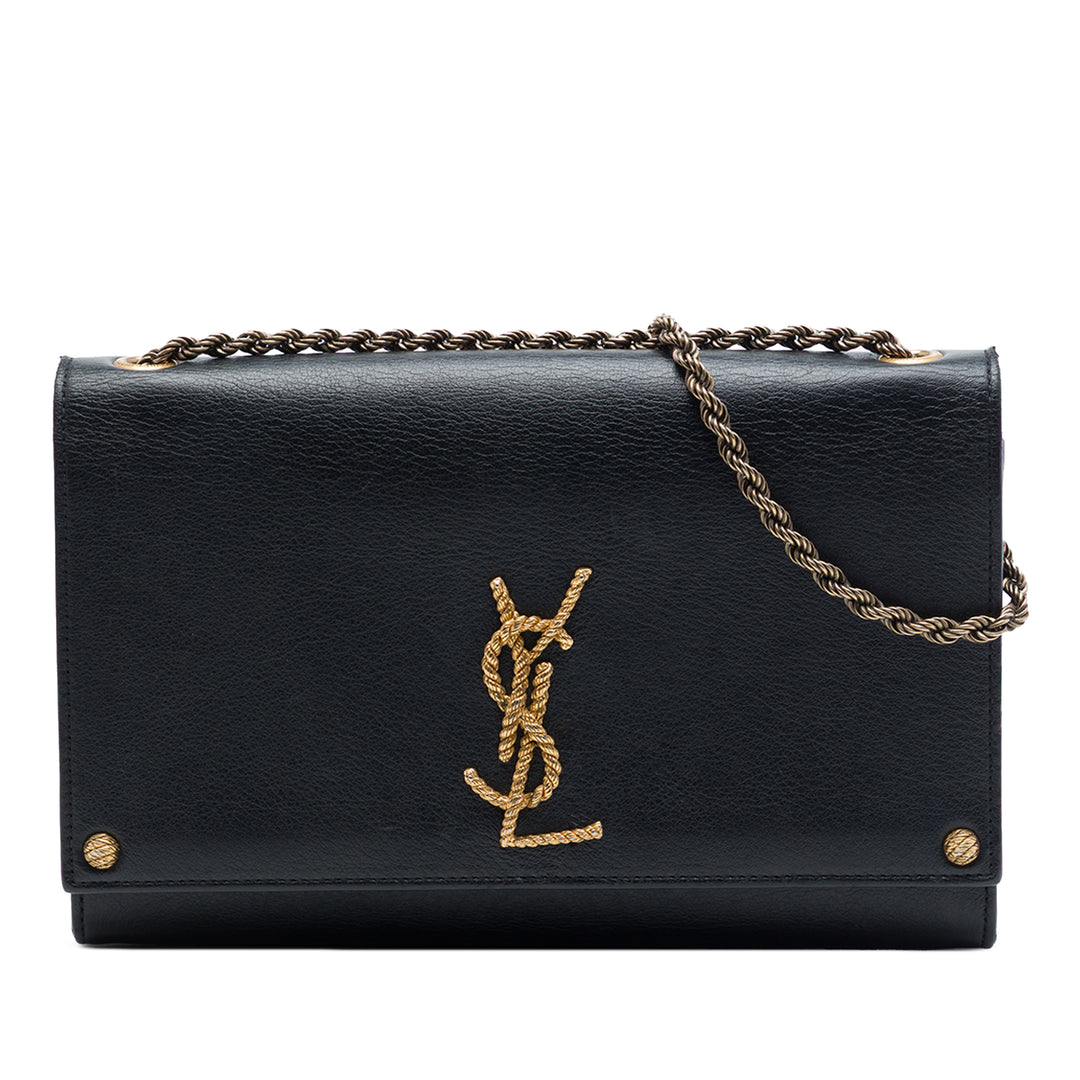 Braided Kate Sac Moyen Cuir de veau lisse Noir