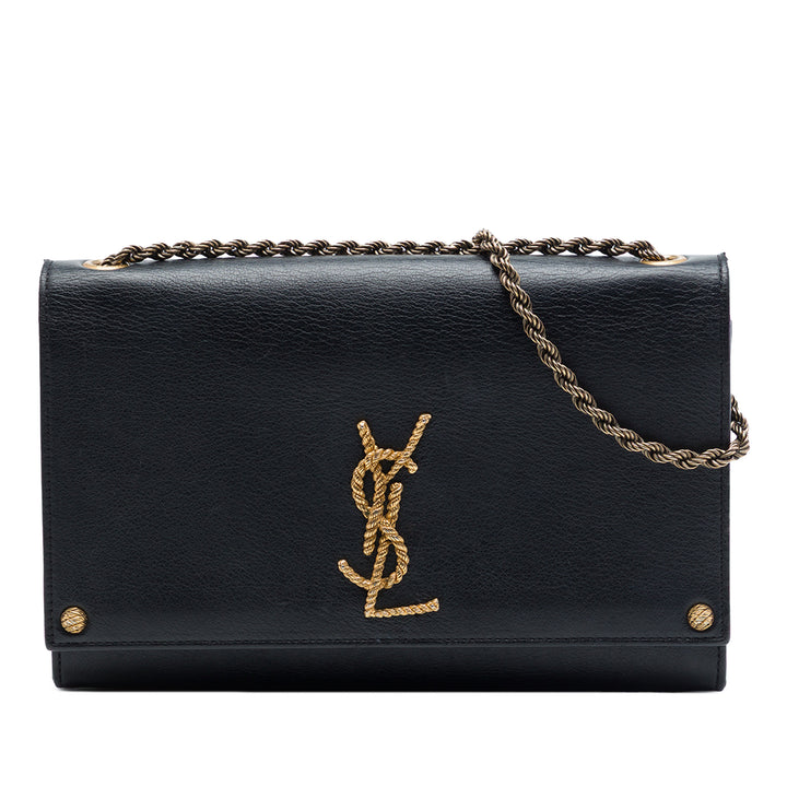 Braided Kate Sac Moyen Cuir de veau lisse Noir