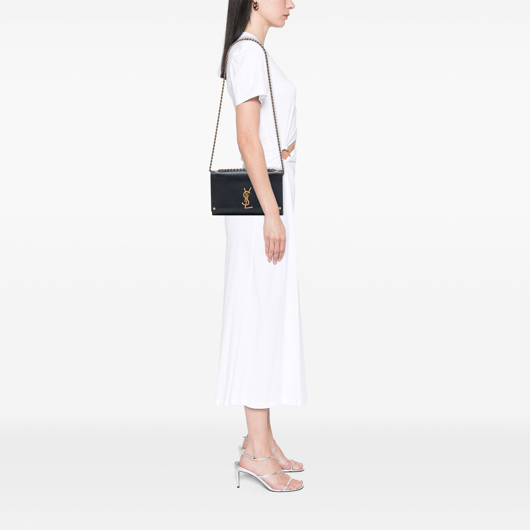 Braided Kate Sac Moyen Cuir de veau lisse Noir