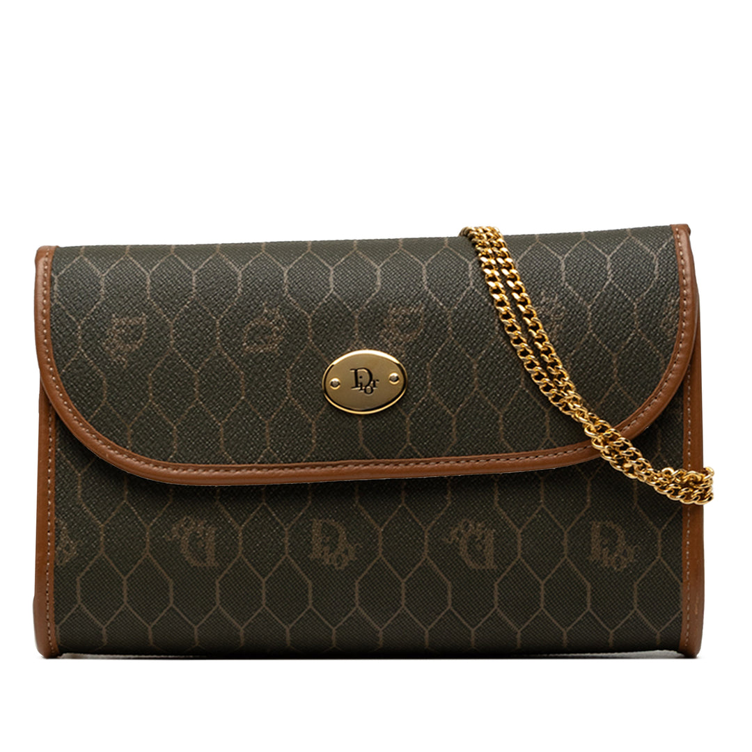 Dior Honeycomb Chaîne Sac Toile enduite Noir