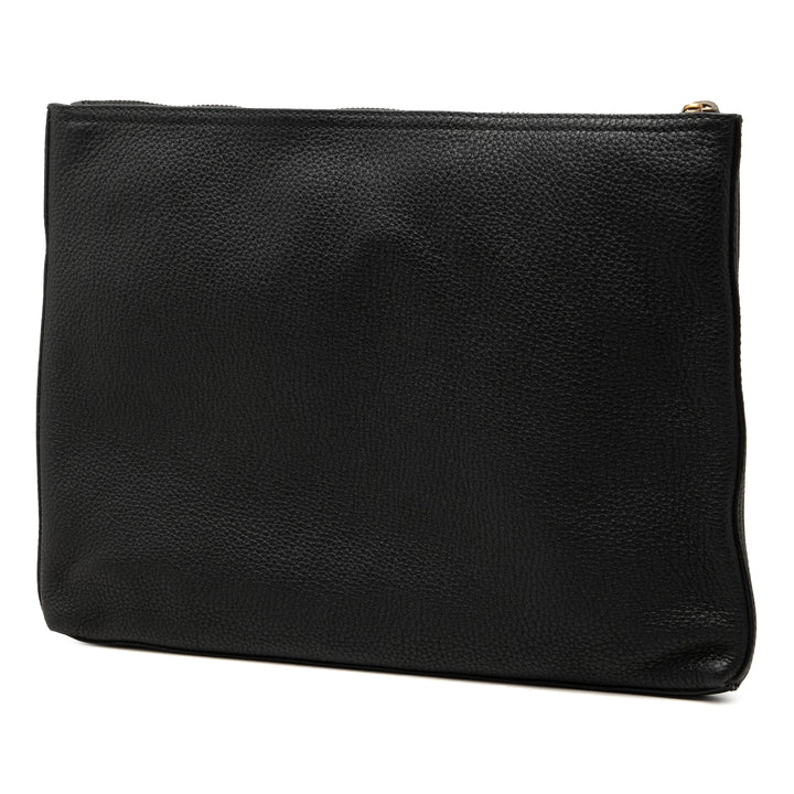 Logo Portfolio Pochette Moyen Cuir de veau Noir