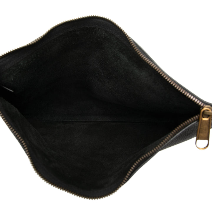 Logo Portfolio Pochette Moyen Cuir de veau Noir
