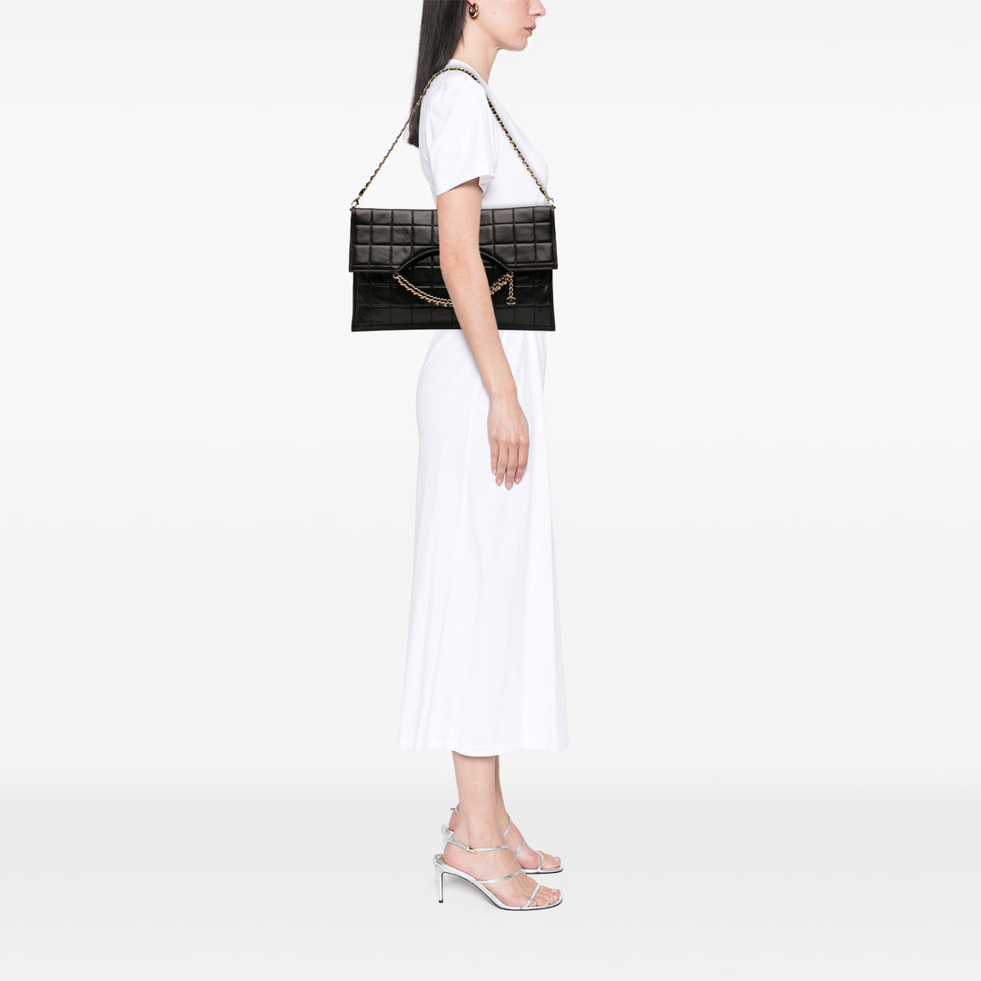 Chanel CC Chocolate Bar Cuir d’agneau Fold Down Envelope Sac bandoulière