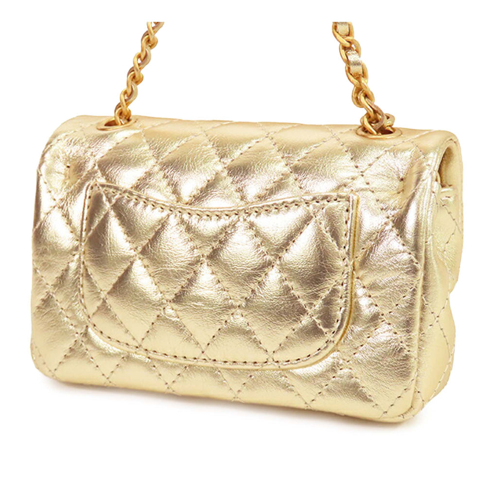 Chanel Mini Classic Métallisé Cuir de veau Charm Double rabat Doré – GABY PARIS Authentique
