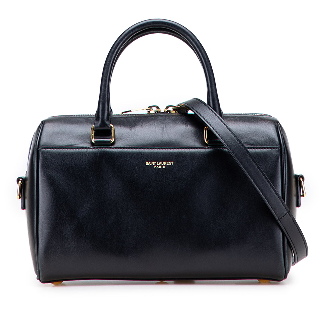 Baby Leather Classic Duffle Satchel Black - Gaby Paris