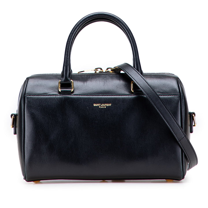 Baby Leather Classic Duffle Satchel Black - Gaby Paris