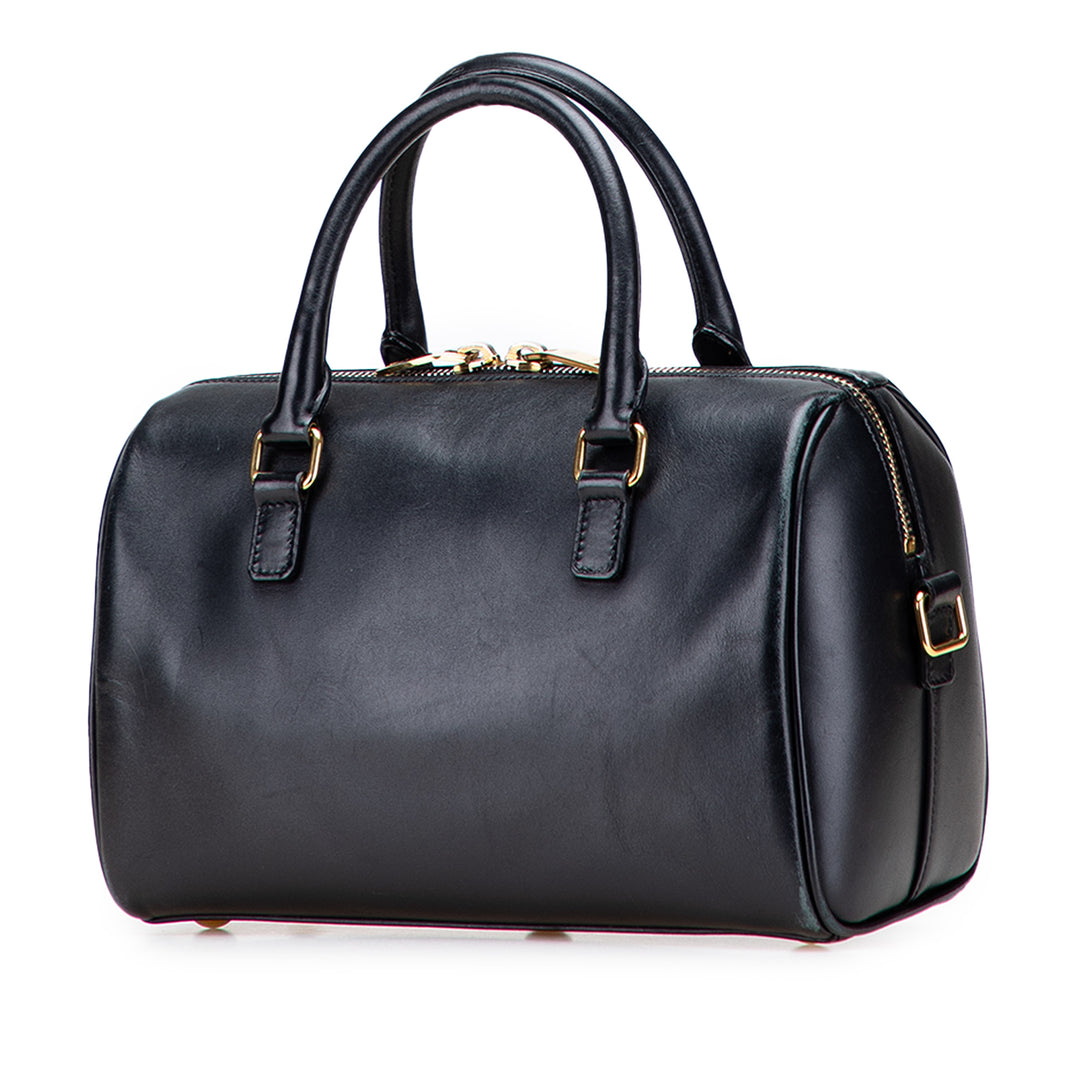 Baby Leather Classic Duffle Satchel Black - Gaby Paris