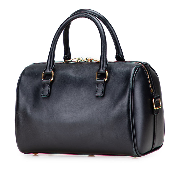 Baby Leather Classic Duffle Satchel Black - Gaby Paris