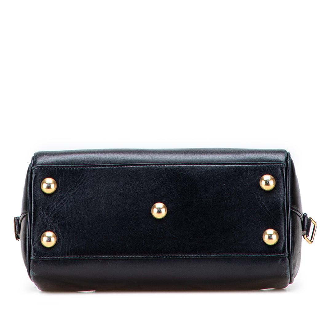 Baby Leather Classic Duffle Satchel Black - Gaby Paris