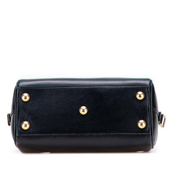 Baby Leather Classic Duffle Satchel Black - Gaby Paris