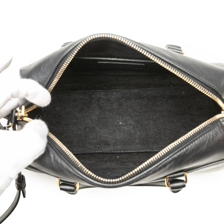 Baby Leather Classic Duffle Satchel Black - Gaby Paris