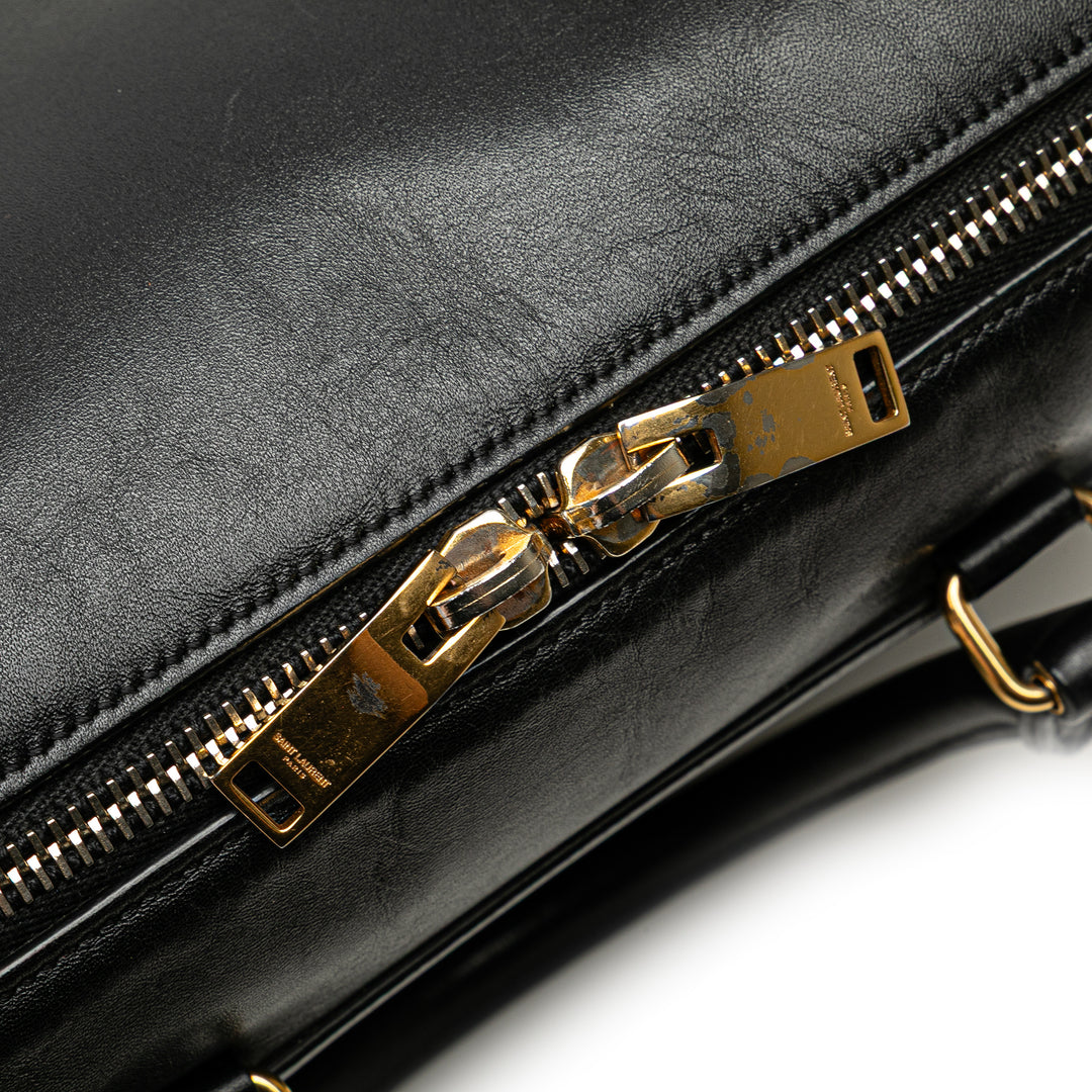 Baby Leather Classic Duffle Satchel Black - Gaby Paris