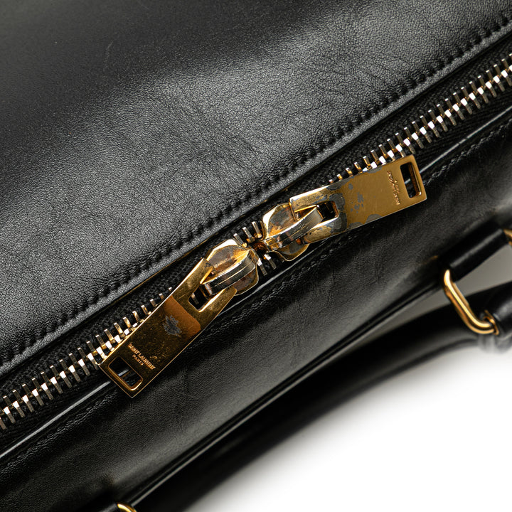 Baby Leather Classic Duffle Satchel Black - Gaby Paris