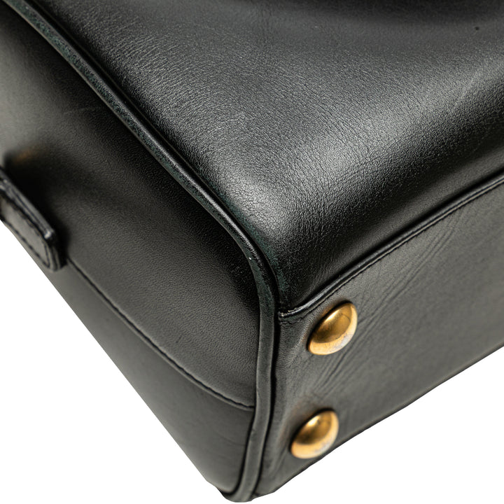 Baby Leather Classic Duffle Satchel Black - Gaby Paris