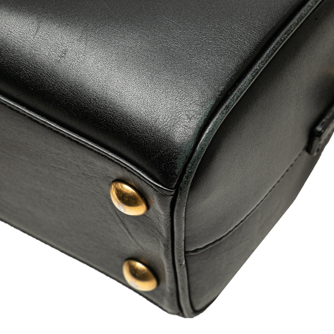 Baby Leather Classic Duffle Satchel Black - Gaby Paris