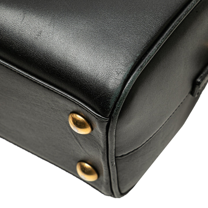 Baby Leather Classic Duffle Satchel Black - Gaby Paris